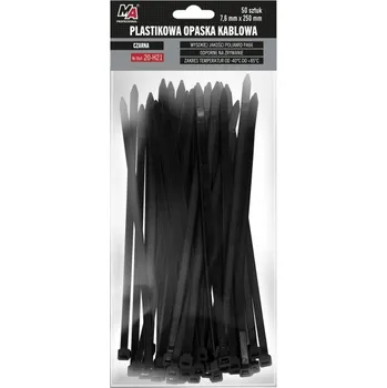 Stahovací páska Plastová páska 7,6X250 mm 50 ks ´černá