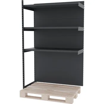 Dílenský regál Zesílený obchodní regál pro paletu MAGO H-210 cm L-126,5 cm G-68 cm – přídavný modul, grafitový