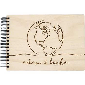 Fotoalbum Dřevěné fotoalbum - Globe Vyber typ vazby: Dva doplňovací kroužky (sříbrné), Barva vnitřních papírů: Čokoládová