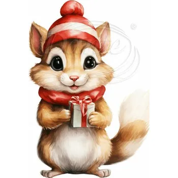 Textilní nažehlovací páska Dante Nažehlovačka Veverka s dárečkem - 8 x 12 cm