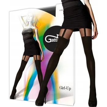 Dámské punčochy Vzorované Punčocháče Gatta Girl-Up 01 60 DEN černé Nero, velikost 4