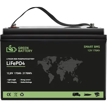 Trakční baterie Baterie LiFePO4 12,8V 170Ah, 2176Wh, Lithium-železo-fosfátová baterie, BMS (Náhrada za trakční baterie, lithiová baterie, BMS, LiFePO4 baterie, solární baterie)