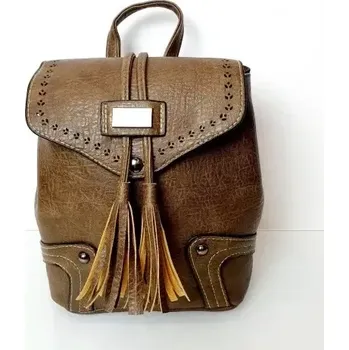 Městský batoh Batoh a kabelka 2v1 - třásně - hnědá