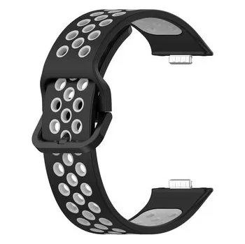 Dvojbarevný perforovaný řemínek pro Huawei Fit 3,Černo-Šedá