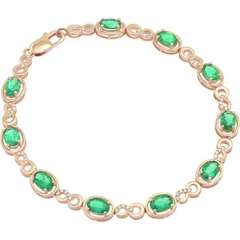 Náramek Smaragdový náramek z růžového zlata s diamanty Tarak