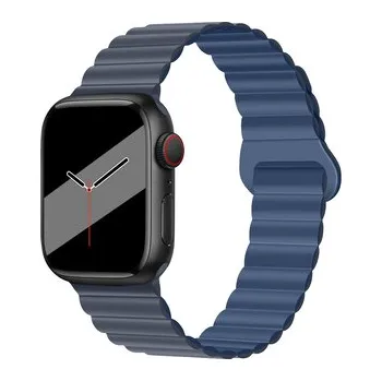 Chytré hodinky Silikonový magnetický řemínek pro Apple Watch 42/44/45/46/49mm,Modrá