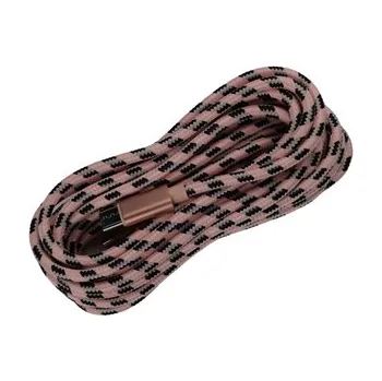 Datový kabel Pletený kabel USB na USB-C 3m,Růžovo-černý