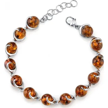 Náramek Stříbrný jantarový náramek Kamea