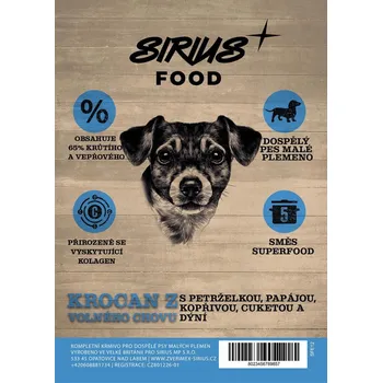Krmivo pro psa Sirius Food Superfood 65 dospělý pes minigranule krocan z volného chovu Hmotnost: 2kg