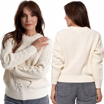 Dámský svetr DÁMSKÝ SVETR KLASICKÉHO STŘIHU S COPÁNKOVÝM VZOREM MORAJ KLASICKÝ MÓDNÍ XXL/3XL