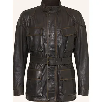 Pánská bunda Belstaff Pánská Kožená Bunda Legacy Trialmaster, tmavě hnědá, 56