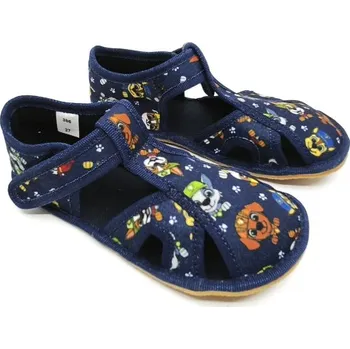 Chlapecká obuv Bačkůrky capáčky BAREFOOT EF 386 Navy Patrol modré otevřené velikost: 30