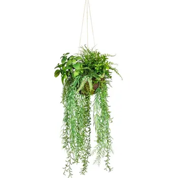 umělá květina VertEspace Kokedama mix rostlin XL závěsná, 30x80cm zelená