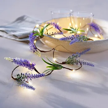 Vánoční dekorace LED světelný řetěz Levandule fialová délka 135 cm
