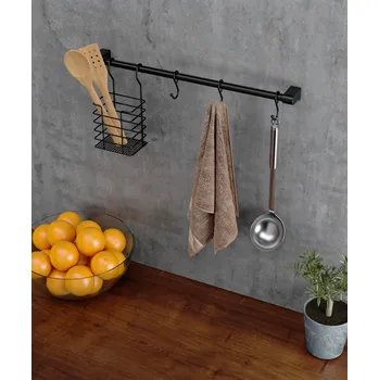 Astoreo Polička k závěsné tyči 14x10x22 cm černá