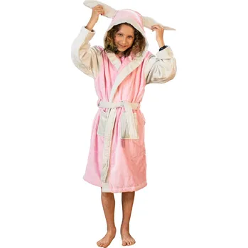 Dívčí župan Dětský župan s kapucí růžová/šedá 2 - 4 roky