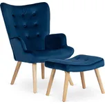 JAKS Ušák křeslo s podnožkou Lozano tmavě modrá