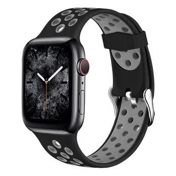 Chytré hodinky Perforovaný řemínek s přezkou pro Apple Watch 38/40/41/42(S10)mm,Černo-Šedý