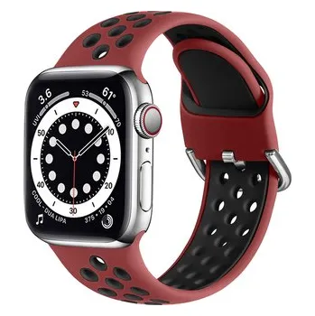 Chytré hodinky Dvoubarevný perforovaný řemínek s přezkou pro Apple Watch 38/40/41/42(S10)mm,Červeno-Černý