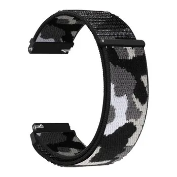 Chytré hodinky Nylonový řemínek kamufláž 22mm,Černá kamufláž