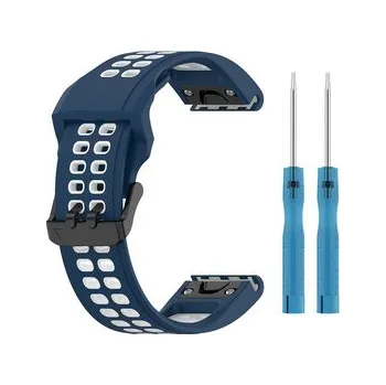 Chytré hodinky QuickFit perforovaný řemínek s přezkou 26mm,Tmavěmodro-Bílý