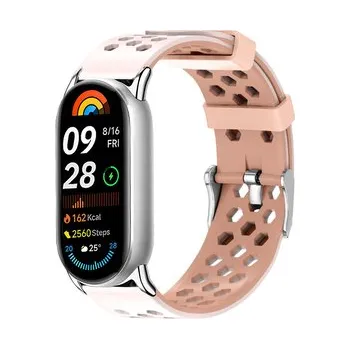Chytré hodinky Perforovaný řemínek s přezkou Mi band 8/9/10,Béžovo-růžová