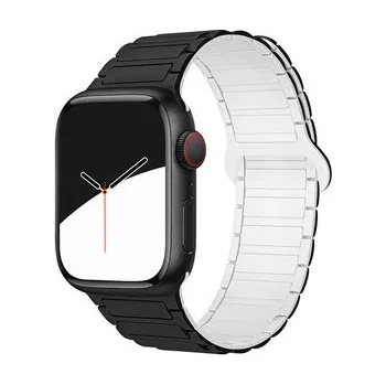Chytré hodinky Dvojbarevný magnetický řemínek pro Apple Watch 42/44/45/46/49mm,Černo-Bílý
