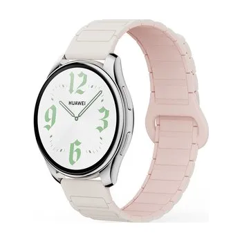 Chytré hodinky Dvojbarevný magnetický řemínek 22mm,Béžovo-růžový