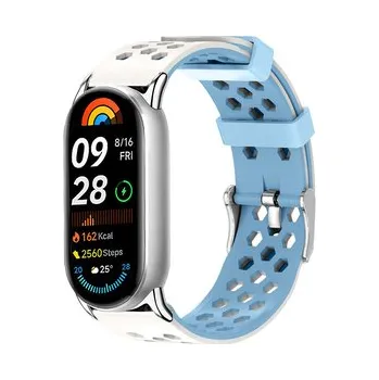 Chytré hodinky Perforovaný řemínek s přezkou Mi band 8/9/10,Béžovo-modrá