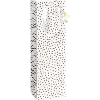 Dárková taška Dárková taška na víno se zlatými srdíčky