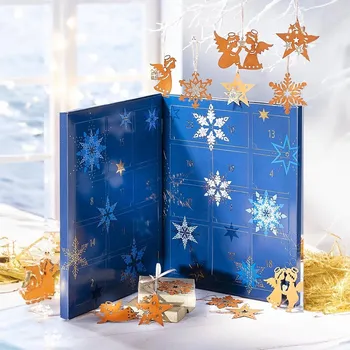 Vánoční dekorace Astoreo Adventní kalendář Nebeské vánoční ozdoby, sada 24 ks modrá
