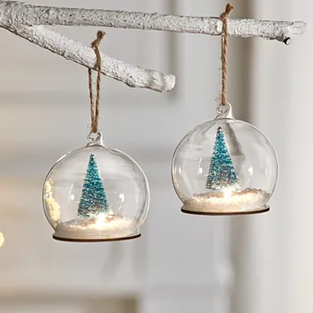 Vánoční dekorace Skleněná LED dekorace Jedle