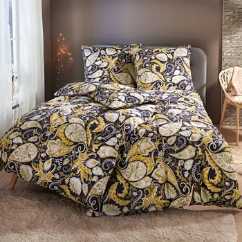 Povlečení Povlečení na jednolůžko Paisley černá/zlatá 80x80 cm + 135x200 cm 135 x 200 cm 80 x 80 cm