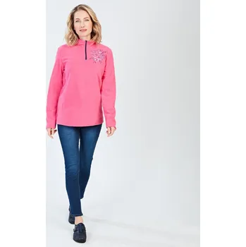 Dámská mikina Fleecová mikina s výšivkou fuchsie S