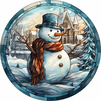 Textilní nažehlovací páska Dante Nažehlovačka Sněhulák vitráž - 12 x 12 cm