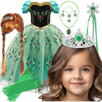 Karnevalový kostým KOSTÝM ANNA PRINCEZNA PŘEVLEK ŠATY PLES PARUKA 122/128