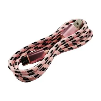 Datový kabel Pletený kabel USB na USB-C 1m,Růžovo-černý