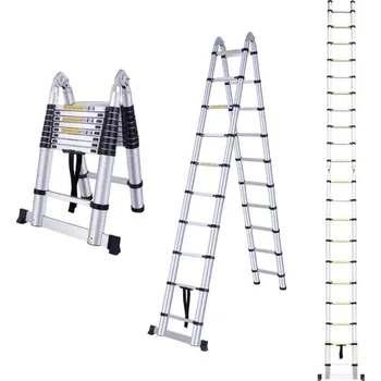 Žebřík MXM 2v1 Teleskopické štafle s kloubem - 8m, hliníkové