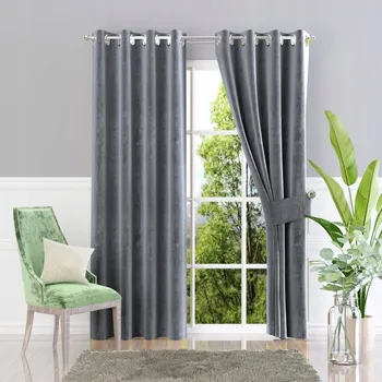 Obraz Závěs hladká Augustyna SAMET oka šedá 135x245 s2313