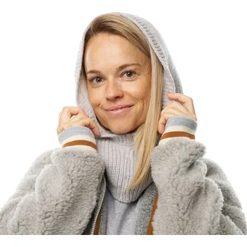 Čepice Vlnka Pletená Merino kapuce s kašmírem světle šedá velikost Uni