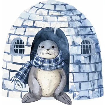 Textilní nažehlovací páska Dante Nažehlovačka Tuleň a iglú - 19 x 20 cm