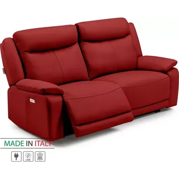 Pohovka Kožená pohovka CONTINENTAL s elektrickou funkcí relax 2P, elektrické, červená (rosso 304)
