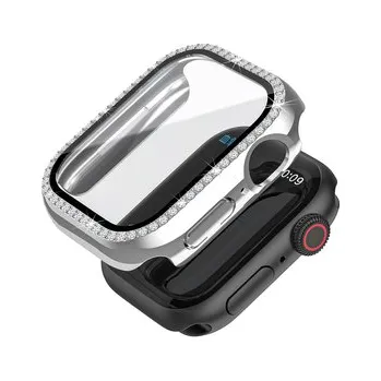 Chytré hodinky Ochranné kamínkové pouzdro se sklíčkem pro Apple Watch 40mm,Stříbrný
