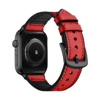 Chytré hodinky Koženo-silikonový řemínek pro Apple Watch 38/40/41/42(S10)mm,Červená