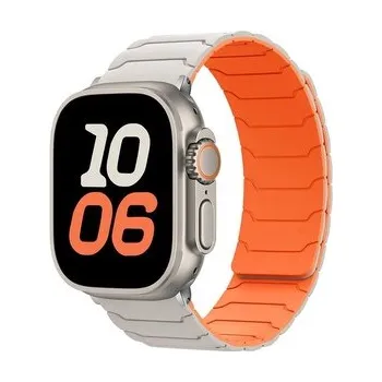 Chytré hodinky Silikonový magnetický řemínek pro Apple Watch 38/40/41/42(S10)mm,Béžovo-oranžový