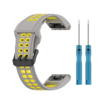 Chytré hodinky QuickFit perforovaný řemínek s přezkou 22mm,Šedo-Žlutý