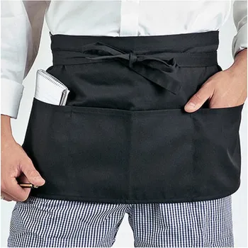 Kuchyňská zástěra Dennys London Číšnická zástěra s hlubokými kapsami Barva: Černá, Velikost: 58 x 30 cm DL022