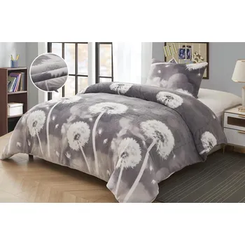 Povlečení Povlečení Mikroplyš Pampelišky šedé 140 x 200, 70 x 90 cm zip