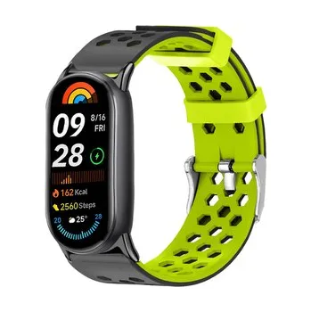 Chytré hodinky Perforovaný řemínek s přezkou Mi band 8/9/10,Černo-Zelená