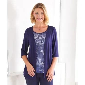 Dámské tričko Kardigan 2 v 1 tmavě modrá L